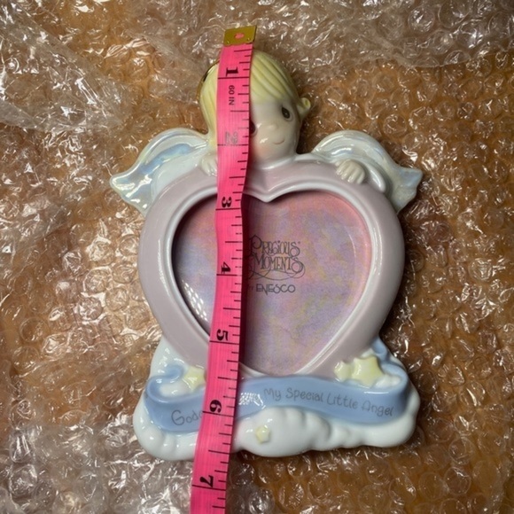 PRECIOUS‎ Moments Godchild Porcelian Picture Frame Angel Over Heart - Picture 6 of 6
